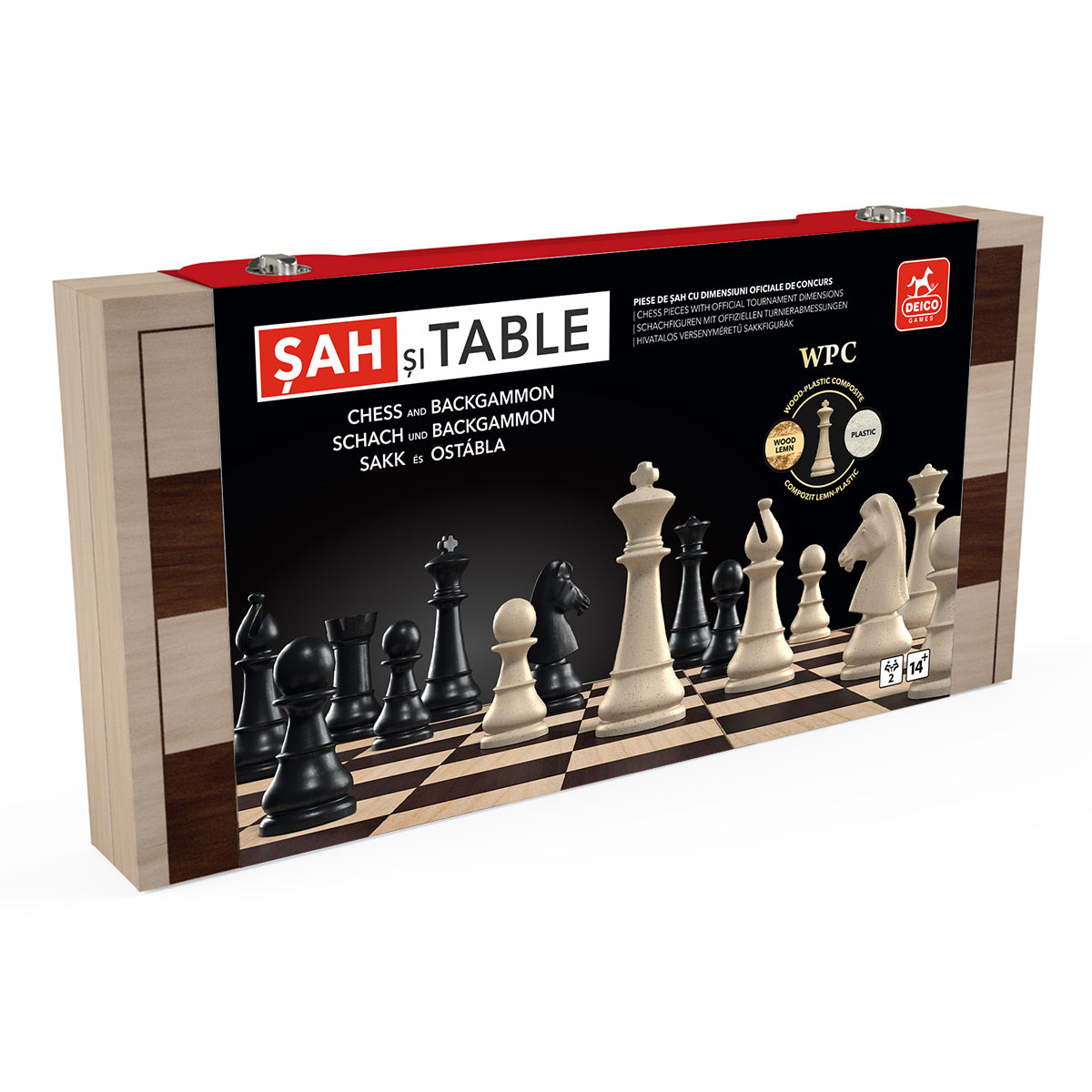 Șah Profi WPC și Table, Cutie Lemn, Rege 8,75 cm – IQ GAMES