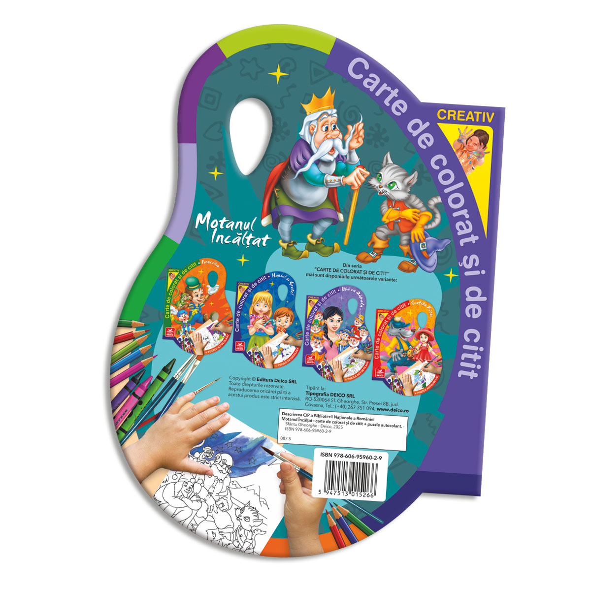 Motanul Încălțat - Carte de citit și colorat! Conține un puzzle autocolant