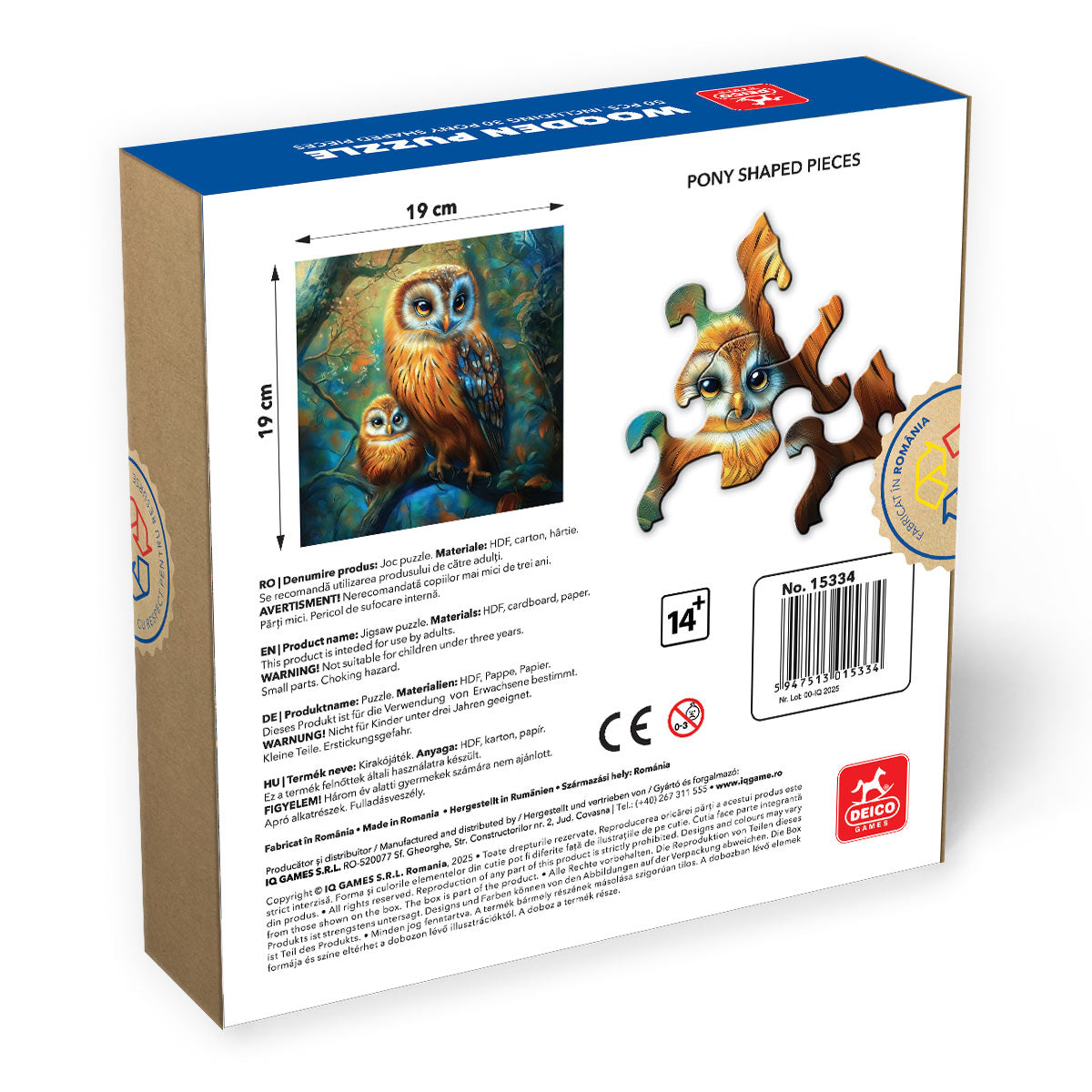 Puzzle lemn - Bufnita, 50 piese, High difficulty Including 30 Special Pony shapes pieces