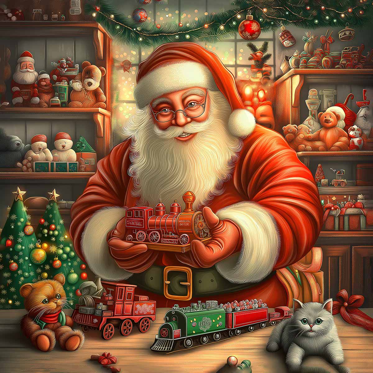 Puzzle lemn - Crăciun - Atelierul lui Moș Crăciun, 50 piese, High difficulty