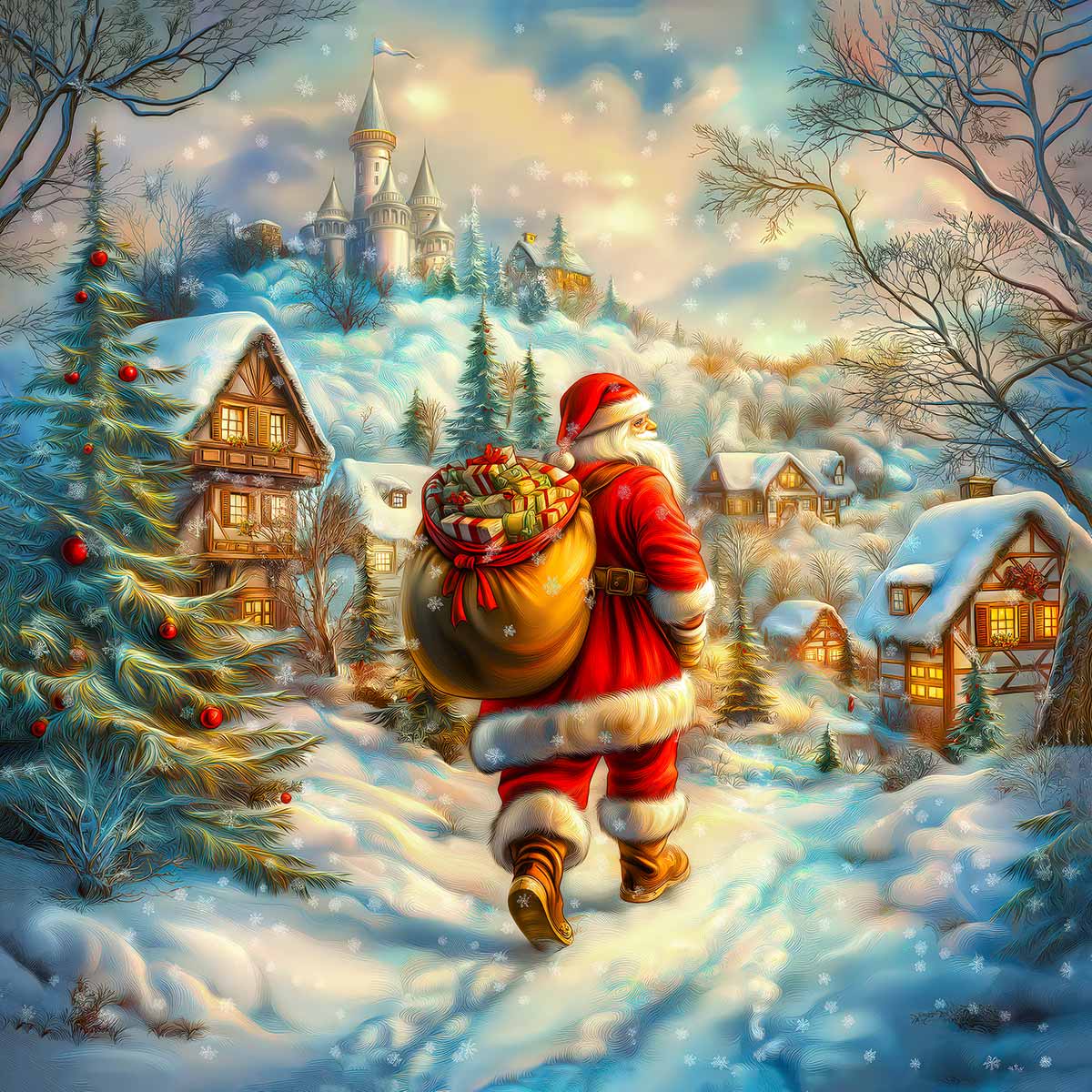 Puzzle lemn - Crăciun - Satul lui Moș Crăciun, 50 piese, High difficulty