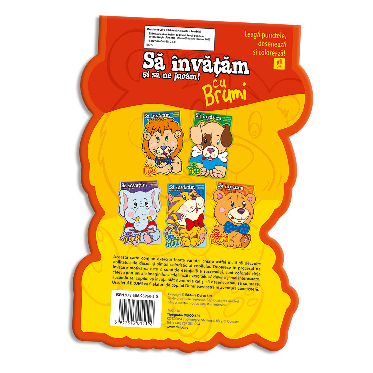 Să învățăm și să ne jucăm cu BRUMI! Leagă punctele, desenează și colorează!