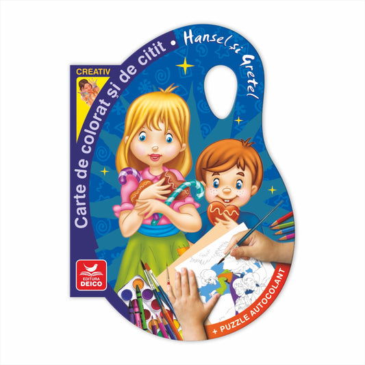 Hansel și Gretel  -  Carte de colorat și de citit!