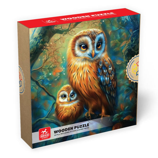 Puzzle lemn - Bufnita, 50 piese, High difficulty