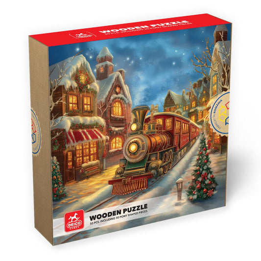 Puzzle lemn - Craciun - Trenul lui Mos Craciun, 50 piese, High difficulty