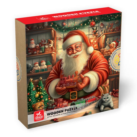 Puzzle lemn - Craciun - Atelierul lui Mos Craciun, 50 piese, High difficulty