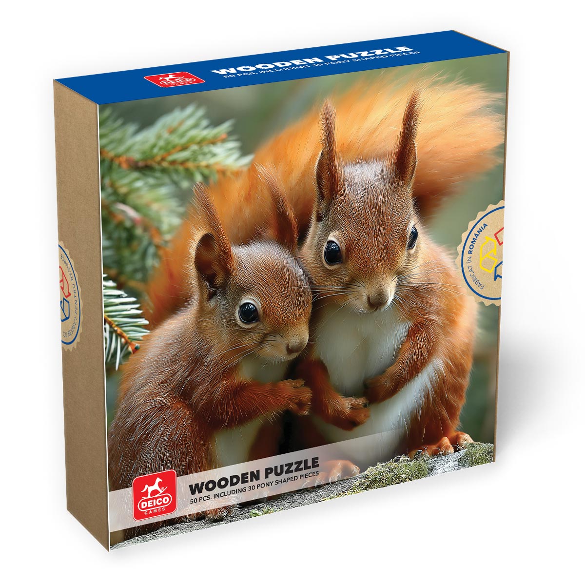 Puzzle lemn - Veverita, 50 piese, High difficulty  Including 30 Special Pony shapes pieces