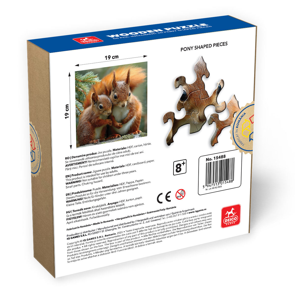 Puzzle lemn - Veverita, 50 piese, High difficulty  Including 30 Special Pony shapes pieces