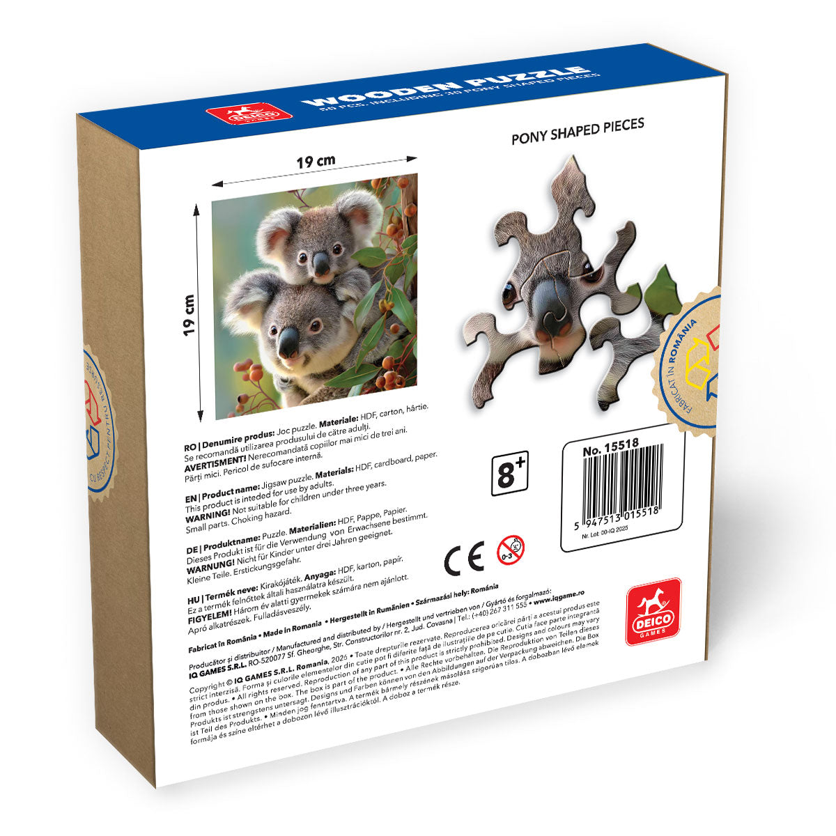 Puzzle lemn - Koala, 50 piese, High difficulty  Including 30 Special Pony shapes pieces