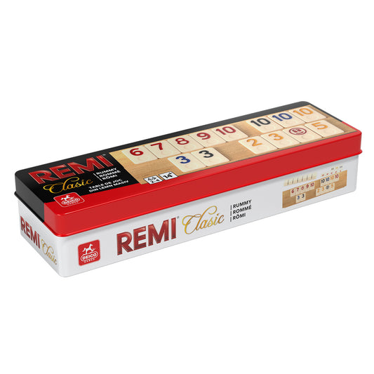 REMI CLASIC, Tablă lemn masiv, Cutie metalică, Piese "os/piatră"