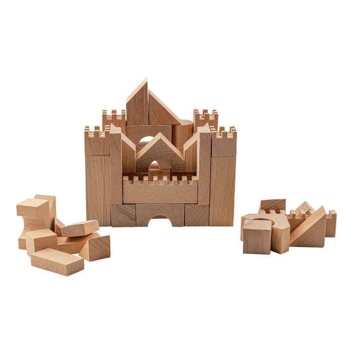 Mittelalterliche Festung - Holzbausteine ​​- 48 Stück